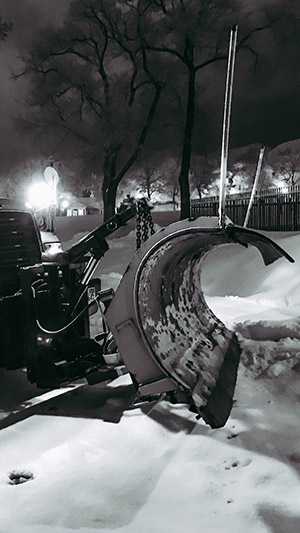 black and white snowplow